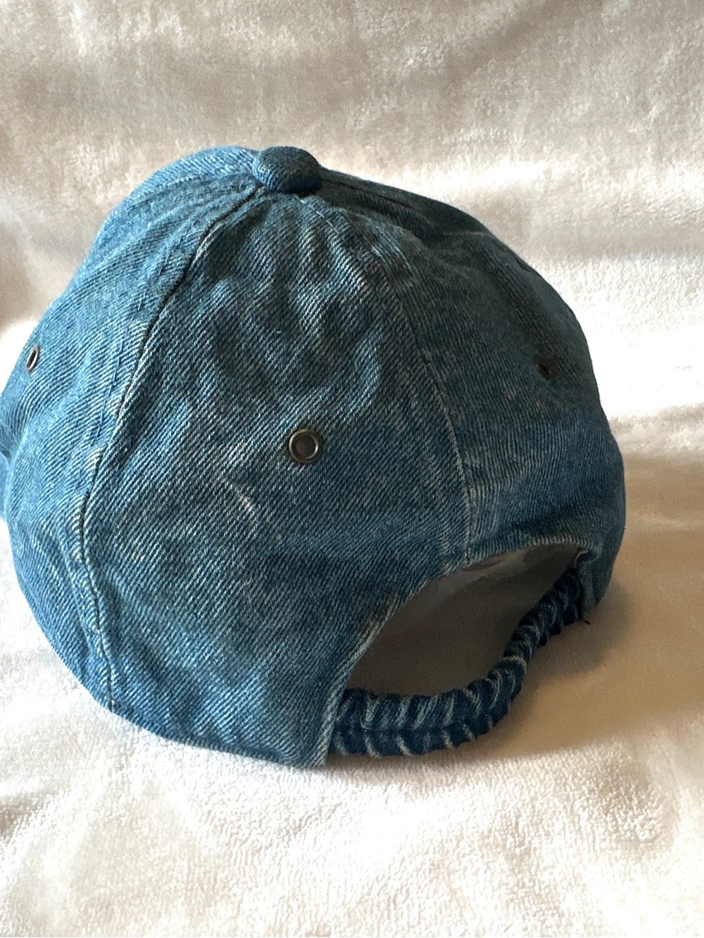 Vintage Disney Winnie the Pooh Blue Denim Cap with Yellow Embroidery Flowers - Picture 3 of 6